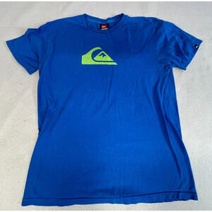 Quiksilver Men's T Shirt blue M/L Graphic Logo Loungewear 90s/00s Short Sleeve